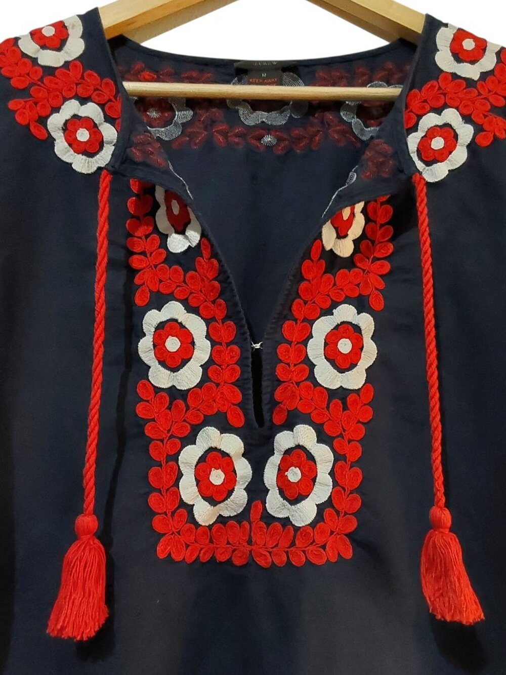 J. Crew Linen & Cotton Embroidered Beach Tunic Blue Mini Dress Resort/Vacation M - Picture 6 of 10